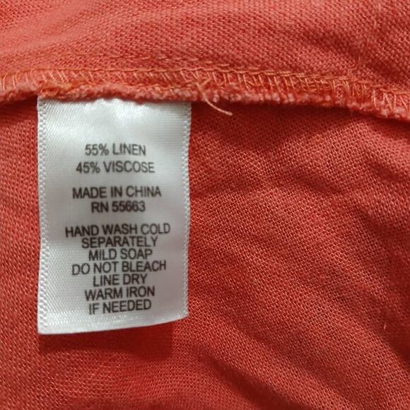 For Cynthia womens medium flare linen coral peach shift dress classic capsule - Picture 6 of 7